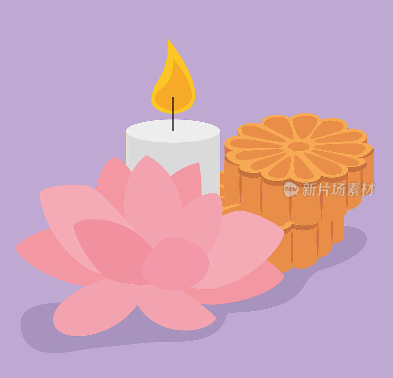 flower decoration with candle design and cookies